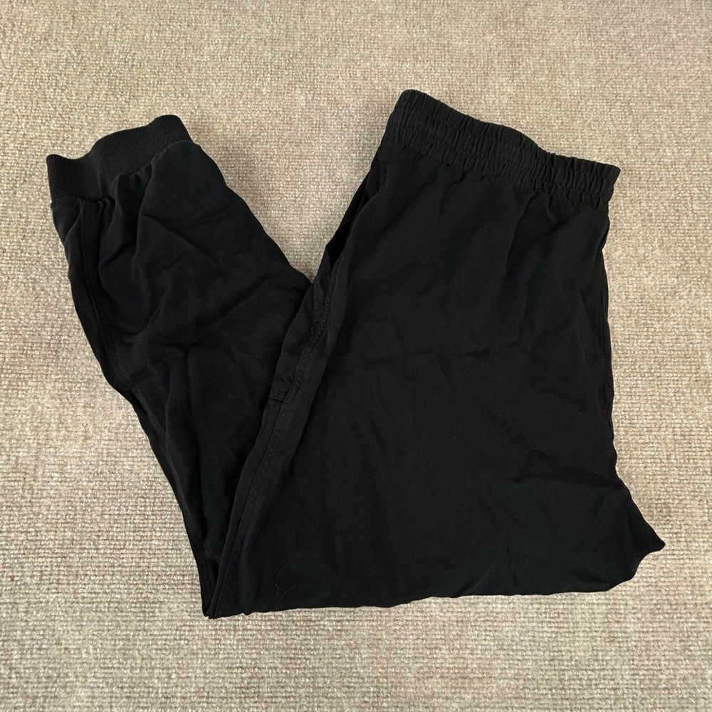 Splendid Jogger Pants Women Large Black Rayon Elastic Drawstring Waist High Rise